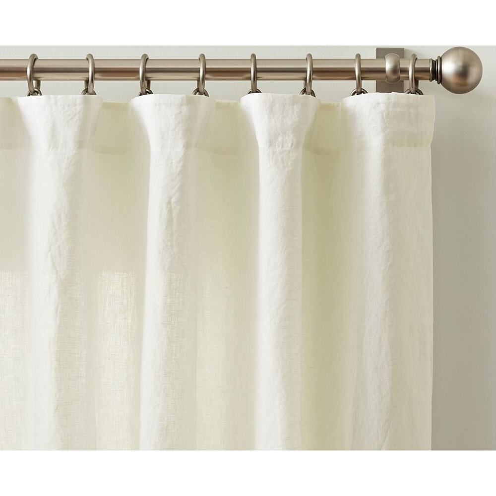 Pottery Barn Belgian Flax Linen Curtain Panel |  100 x 96" Classic Ivory